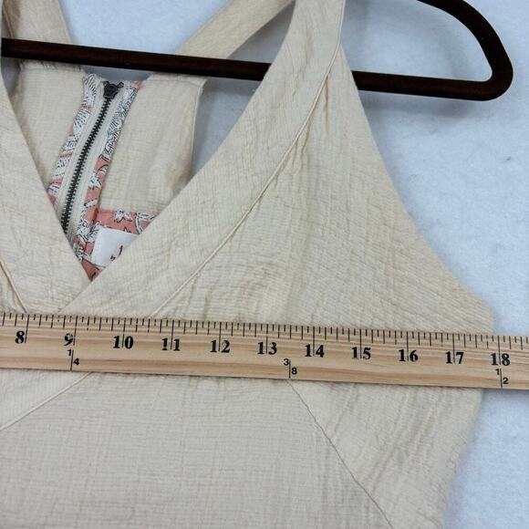Anthropologie Demi Textured Jumpsuit Size 6 Cream Halter Neck Gauzy - Picture 9 of 13